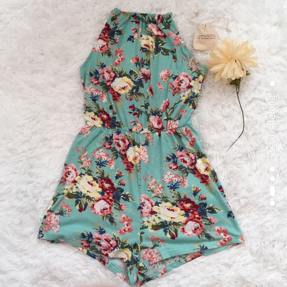 Light Blue Floral Romper